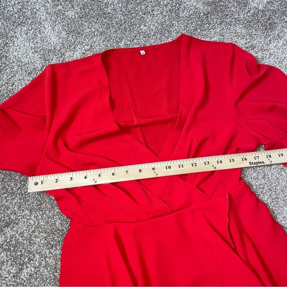 Amoretu Womens' Summer Dress with Short/Long Sleeve Wrap V Neck SZ M flowy mini - Picture 5 of 9